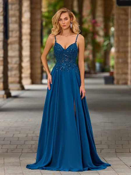 A-line V-neck Appliques...