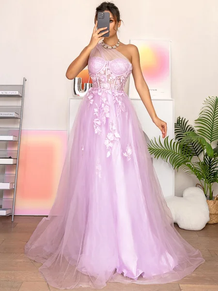 A-line One-Shoulder...