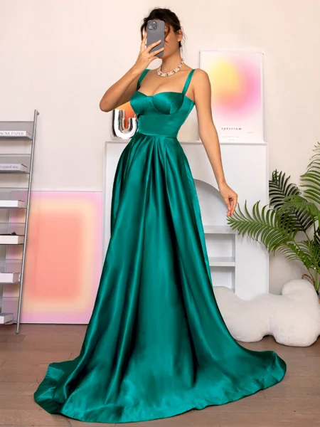 A-line Straps Floor-Length...