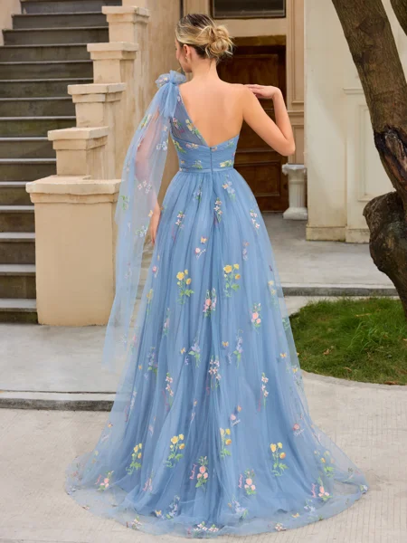 A-line One-Shoulder...