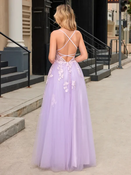 A-line V-neck Appliques...