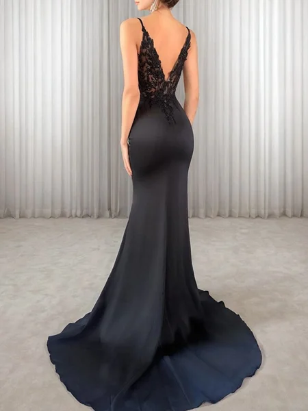 Sheath V-neck Appliques...