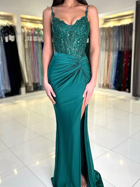 Sheath V-neck Appliques Lace Sweep Train Corset Dress