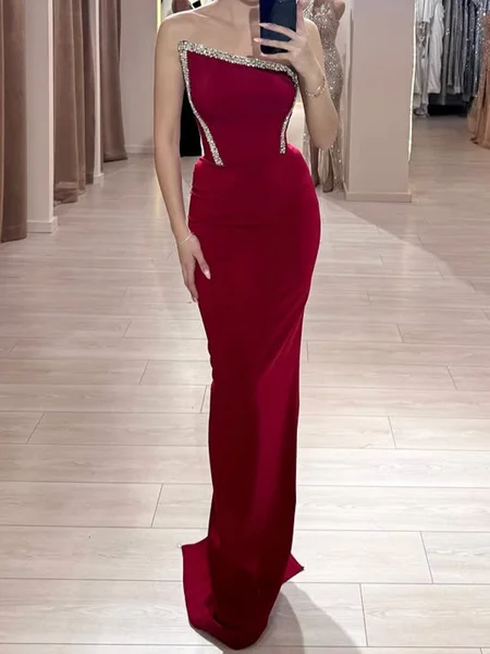 Sheath Straight Rhinestone...