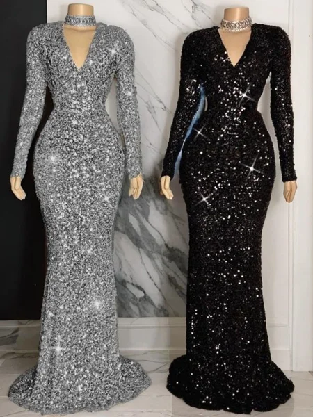 Sheath/Column V-neck Sweep...