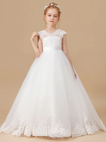 Ball Gown V-neck Sweep...