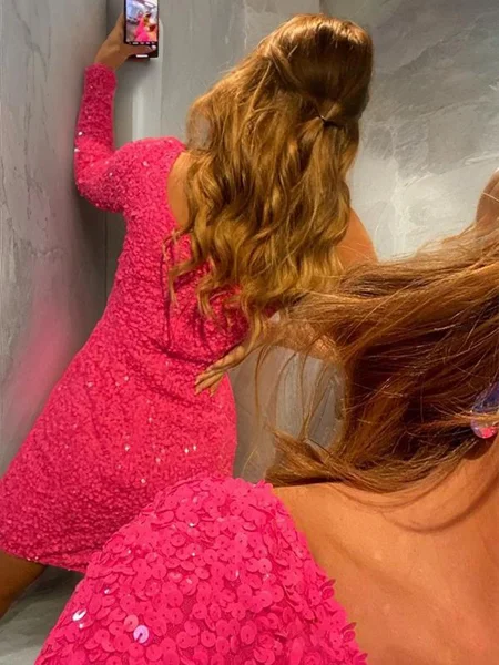 Sheath/Column One-Shoulder...