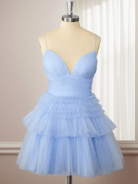 A-line Tulle Spaghetti...