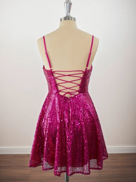 A-line Sequins Spaghetti...