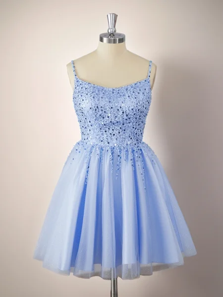 A-line Tulle Spaghetti...