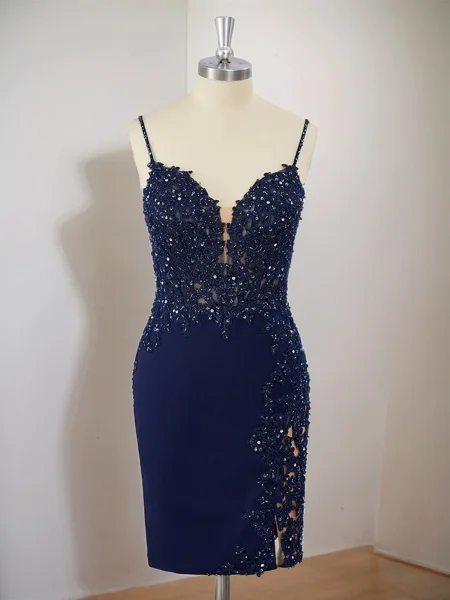 Sheath Stretch Crepe V-neck...