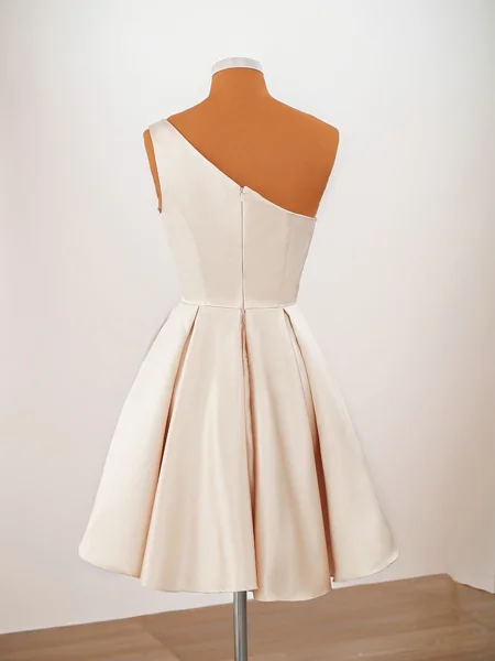 A-line Satin One-Shoulder...