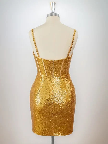 Sheath Sequins Spaghetti...