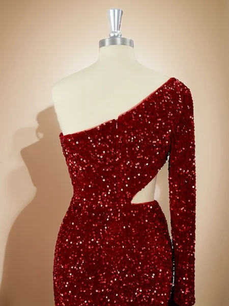 Sheath Long Sleeves Velvet...