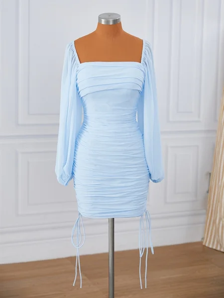 Sheath Long Sleeves Chiffon...