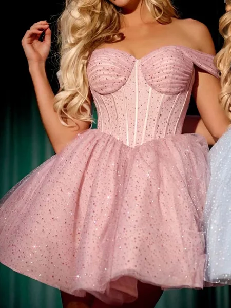 A-line/Princess Strapless Sleeveless Short/Mini Homecoming Dress