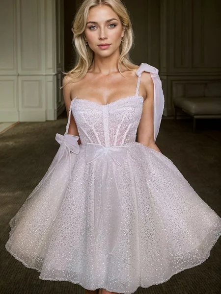 A-line Sweetheart Sequin Short/Mini Corset Dress
