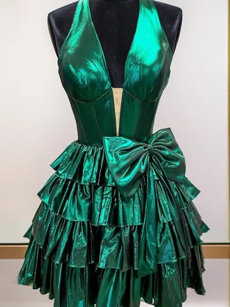 A-line Halter Bow...