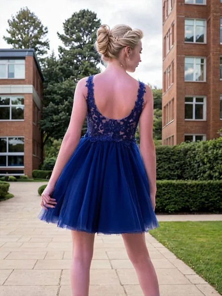 A-line V-neck Appliques...