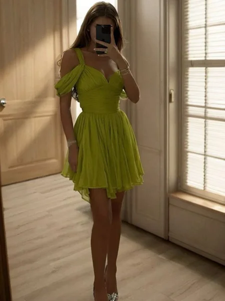 A-line V-neck Ruffles...