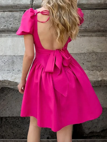 A-line Square Short Sleeves...