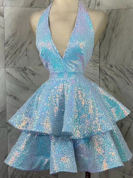 A-line Halter Cascading...