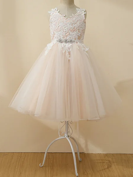 A-line V-neck Applique...