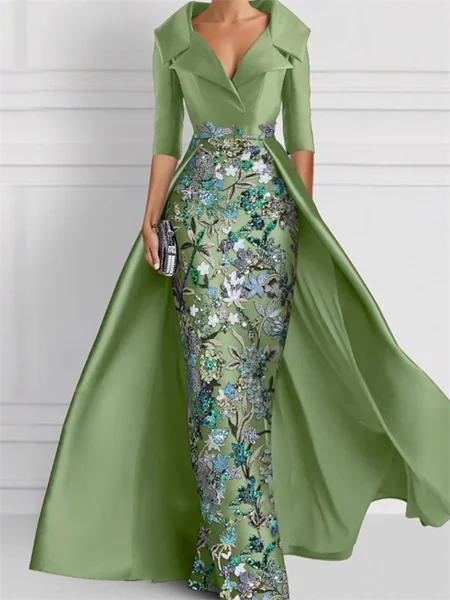 Sheath V-neck 1/2 Sleeves...