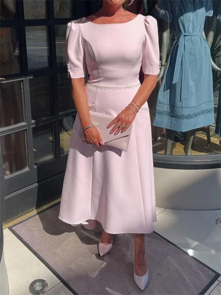 A-line Bateau Short Sleeves...