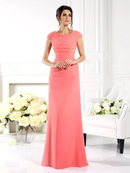 A-Line/Princess Bateau Floor-Length Chiffon Mother of the Bride Dresses