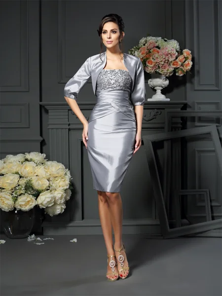 Sheath/Column Sweetheart Knee-Length Taffeta Mother of the Bride Dresses