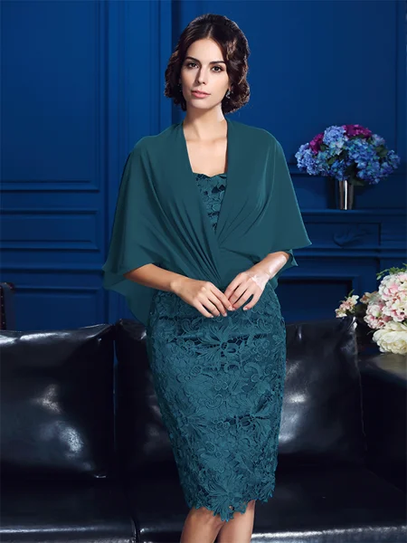 Sheath/Column Strapless Knee-Length Lace Mother of the Bride Dresses With Lace