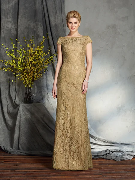 Sheath/Column Bateau Floor-Length Lace Mother of the Bride Dresses With Lace