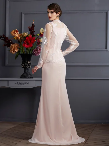 Sheath/Column Square Floor-Length Chiffon Mother of the Bride Dresses