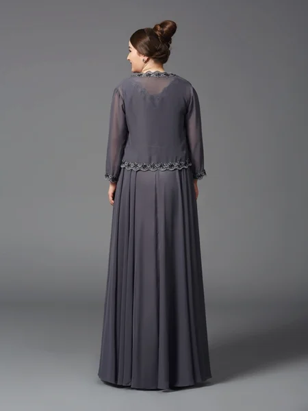 A-Line/Princess Straps Floor-Length Chiffon Mother of the Bride Dresses With Lace