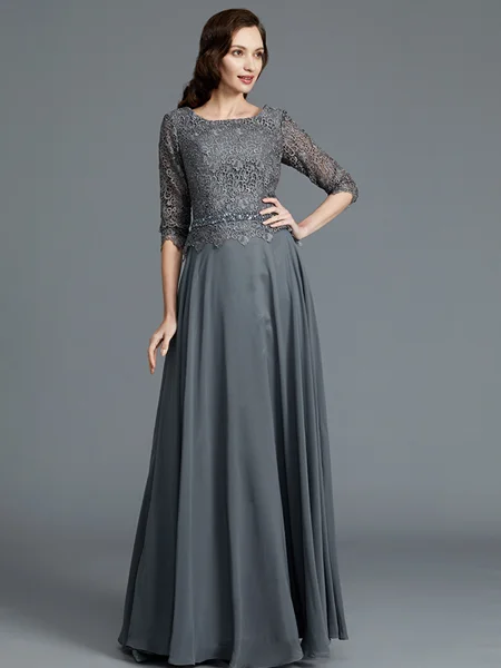 A-Line/Princess Scoop Floor-Length Chiffon Mother of the Bride Dresses