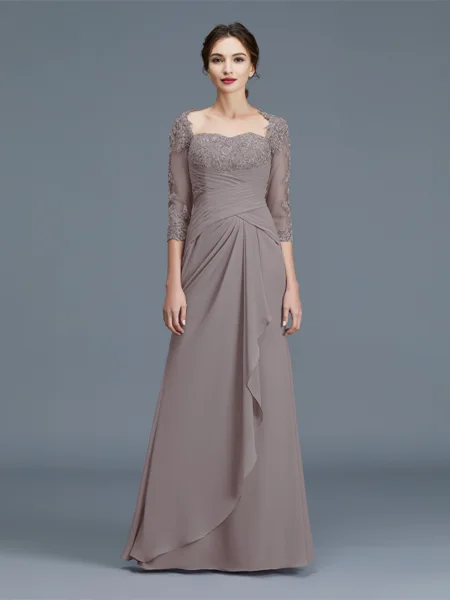 Sheath/Column Sweetheart Floor-Length Chiffon Mother of the Bride Dresses With Ruffles