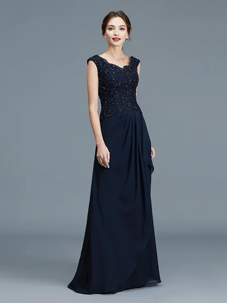 A-Line/Princess V-neck Floor-Length Chiffon Mother of the Bride Dresses With Ruffles