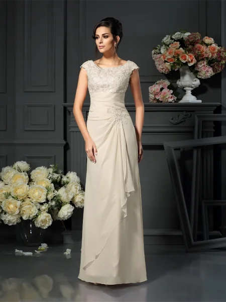 A-Line/Princess Scoop Floor-Length Chiffon Mother of the Bride Dresses With Lace
