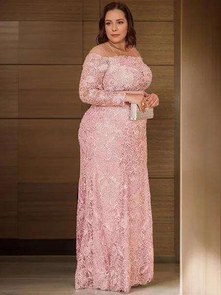 Sheath/Column Scoop Floor-Length Lace Mother of the Bride Dresses With Appliques Lace