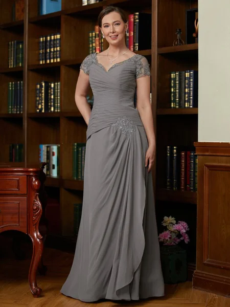 A-Line/Princess Sweetheart Floor-Length Chiffon Mother of the Bride Dresses With Applique