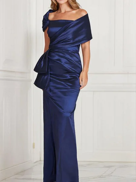 Sheath/Column Square Floor-Length Silk Like Satin Mother of the Bride Dresses