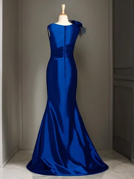 Trumpet/Mermaid Scoop Sweep Train Silk Like Satin Mother of the Bride Dresses With Ruffles