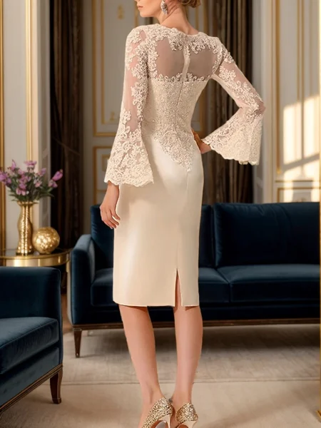 Sheath/Column Satin...