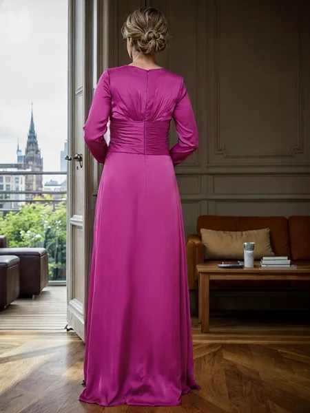 A-line V-neck 3/4 Sleeves...