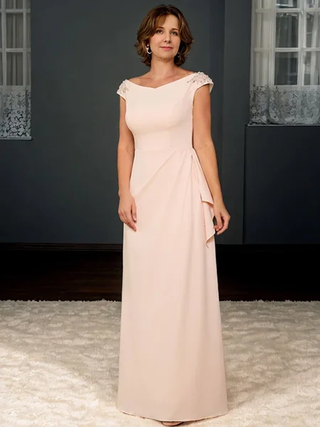 Sheath Bateau Appliques Lace Floor-Length Stretch Crepe Mother of the Bride Dress