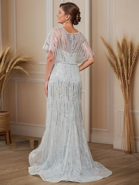 Sheath V-neck Short Sleeves...