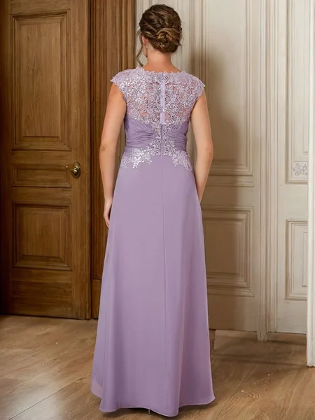 A-line Scoop Appliques Lace...