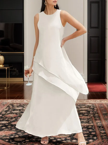 A-Line Scoop Sleeveless Ruffles Ankle-Length Chiffon Mother of the Bride Dress