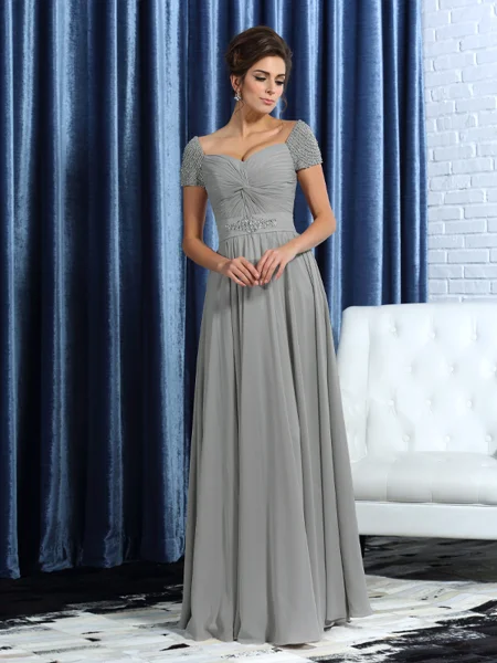 A-Line/Princess Sweetheart Floor-Length Chiffon Mother of the Bride Dresses With Beading